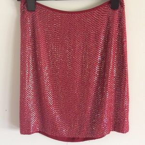 Glamorous red beaded miniskirt