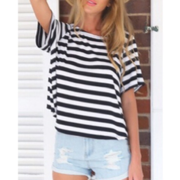 SOLD--Open back striped shirt - Picture 2 of 3