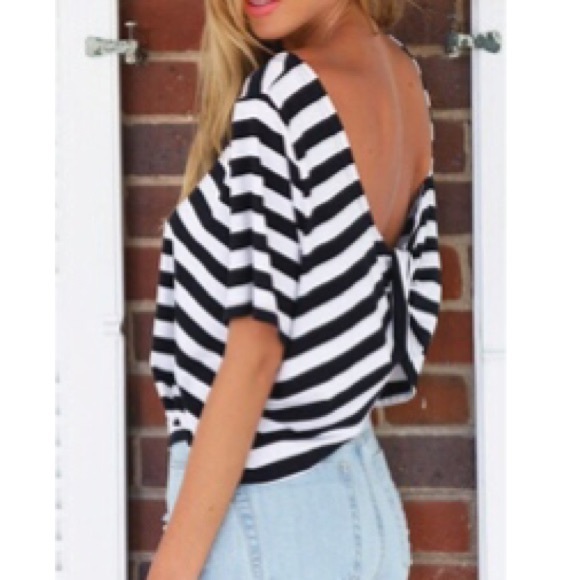 SOLD--Open back striped shirt - Picture 3 of 3