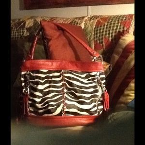 B. Makowsky  Zebra Print Calf Hair, Leather Hobo