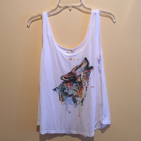 white tank top with wolf on it
