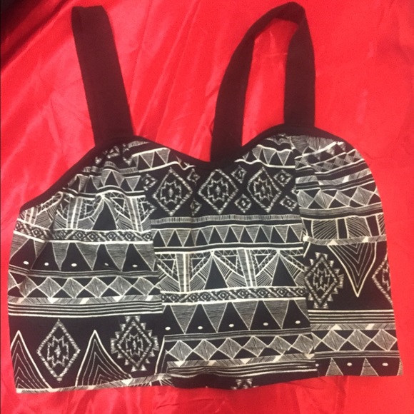 Peep through back Aztec style crop top