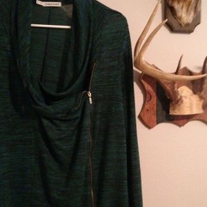 Green moto zipper cardigan