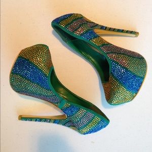 Alba Sequined Teal Pump