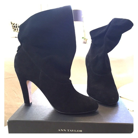 Ann Taylor Black Suede Margo Slouchy bootie