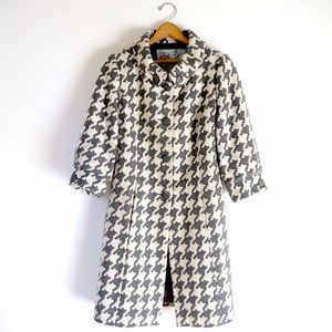Anthropologie "greybar" grey houndstooth wool coat