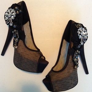 Brand New Wild Pair Mesh Embellished Heels