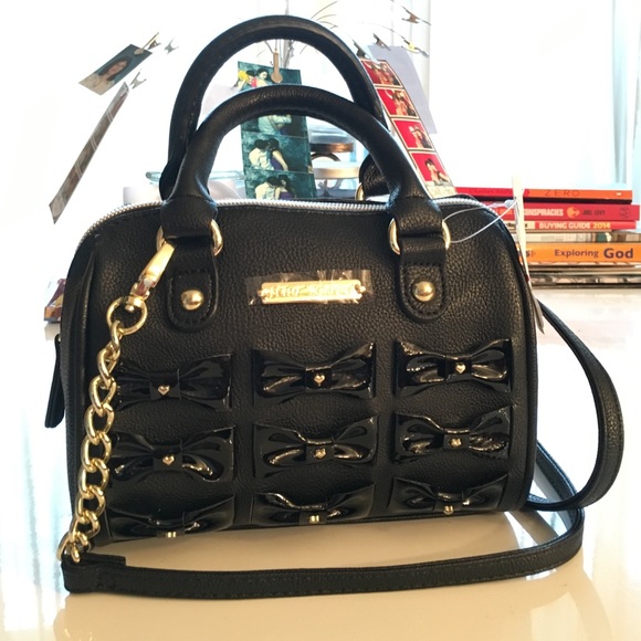 betsey johnson black bow purse