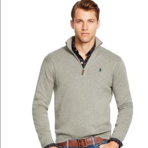 NWT Mens Ralph Lauren half zip woven sweater