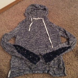 Aeropostale knitted hoodie with crochet sleeves