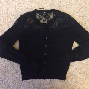 Black lace button down cardigan long sleeved