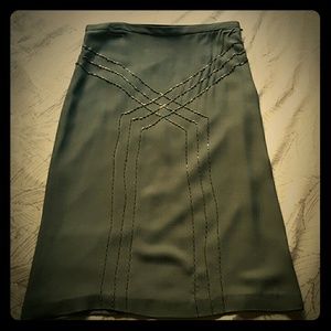 Black beaded midi length skirt