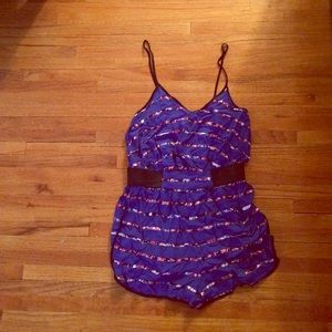 Royal Blue & Pattern Striped Romper