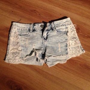 Light washed jean shorts