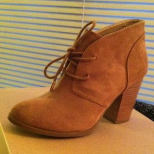 Brown suede lace up boots