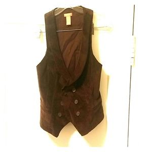 dark brown courderoy vest with buttons. never worn