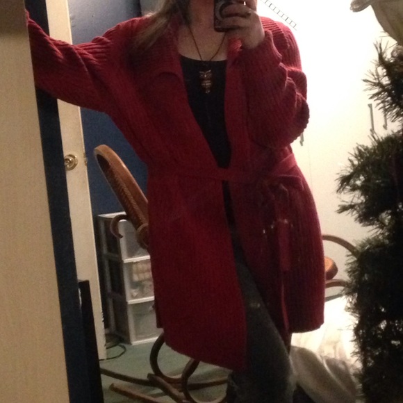 🍒DONATED! Gorgeous Red Wrap Sweater🍒 - Picture 3 of 4