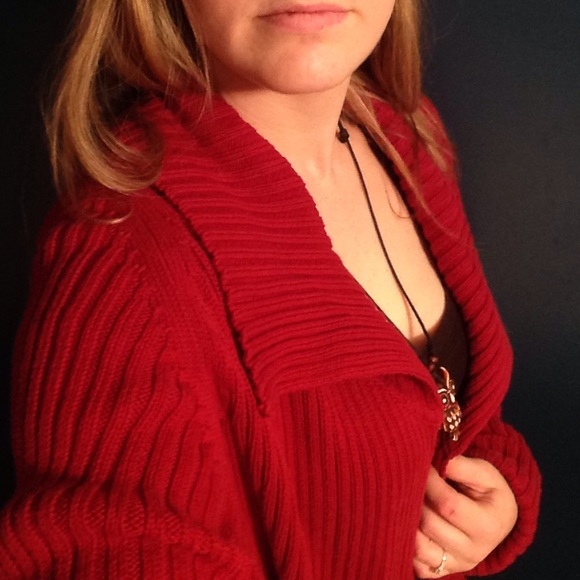 🍒DONATED! Gorgeous Red Wrap Sweater🍒 - Picture 4 of 4