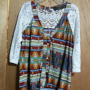 Buckle Aztec Print Blouse