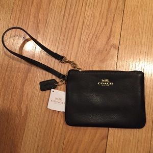 Coach EMBOSSED small l-zip wristlet in leather