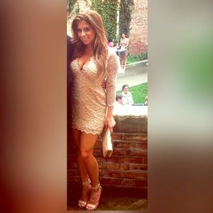 Gold long-sleeve mini dress