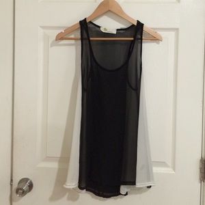 Black and white chiffon Top