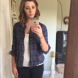 Blue Plaid Button Down Shirt