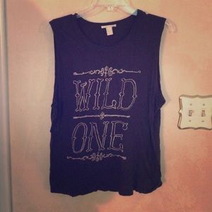"Wild One" Navy Muscle Shirt