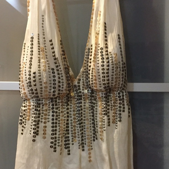 Sequined silk halter