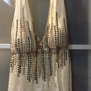 Sequined silk halter
