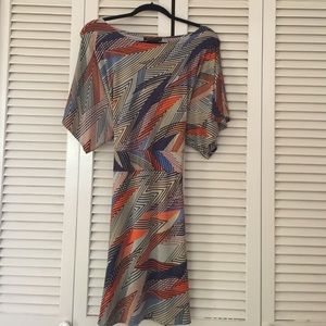 BCBG MaxAzria geometric colorful midi dress