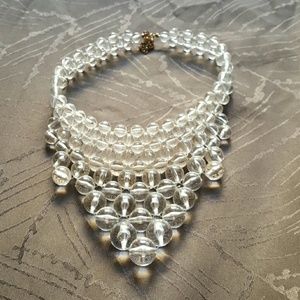 Clear beaded statement necklace