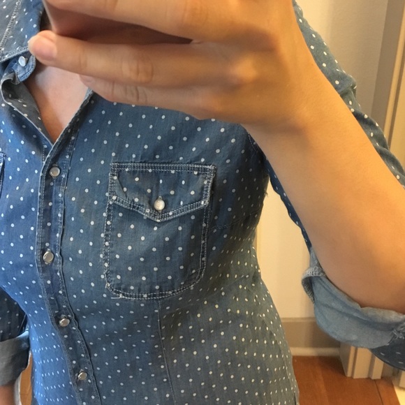 Polka dot fitted shirt with pockets - Picture 2 of 2
