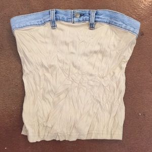 Suede and denim tube top