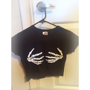 Sexy Goth / Grunge Skeleton Hand-Bra Crop Top