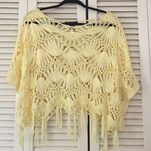 BCBG MaxAzaria yellow crocheted tunic