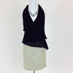 BR sparkly mini with gold & metallic sequins
