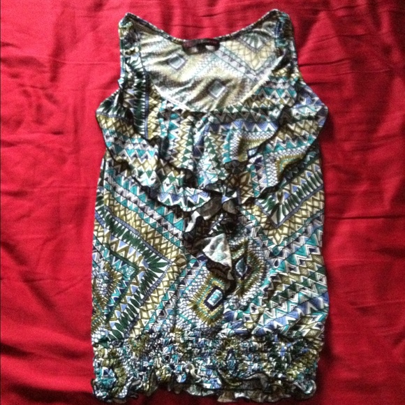 Multicolored top. Great under a suit jacket