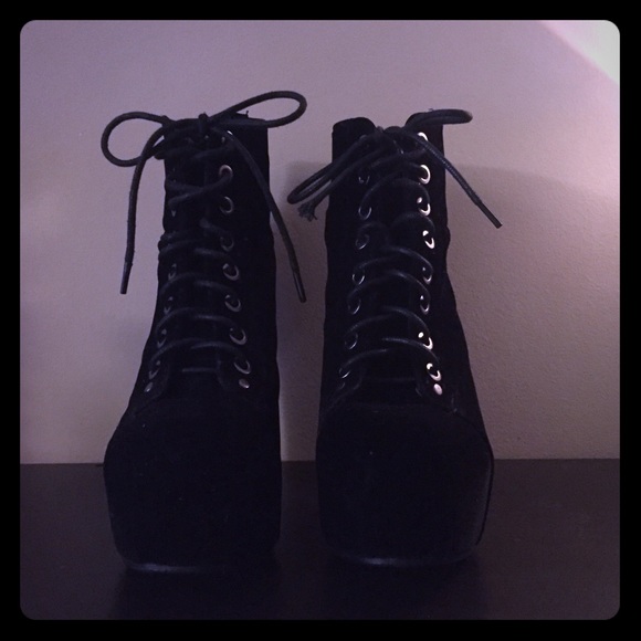 Black suede combat booties 💕