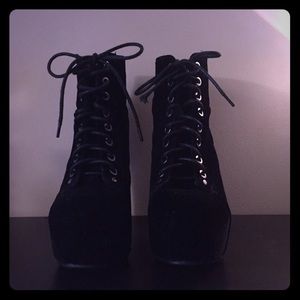 Black suede combat booties 💕