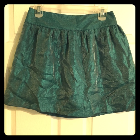 Teal metallic high waisted skirt.