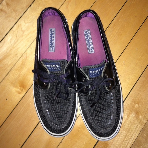 Black Sequins Sperry Top-Siders