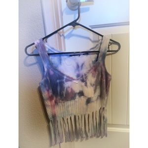 Tie Dye Crop Top w/ Fringe