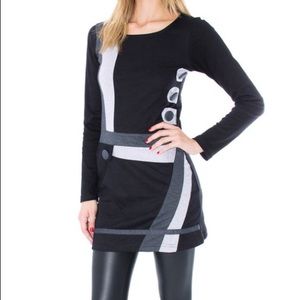 Charcoal and black faux botton dhift dress.