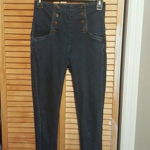 High waisted button up skinny jeans