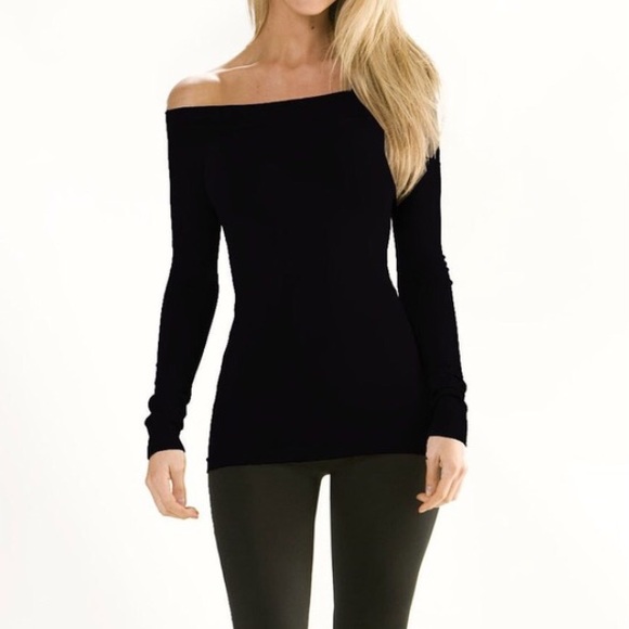 NWT! Black Off Shoulder Jersey Shirt