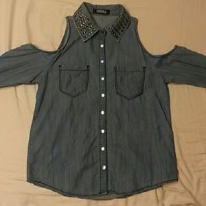 Forever21 Denim Studded Button Down