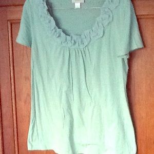 Mint ruffled Loft top 💐