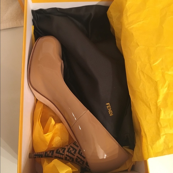 FENDI Shoes - Fends nude pumps with Fendi logo heel *Brand New*