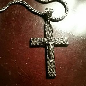 Mens Jesus on cross hip hop chain